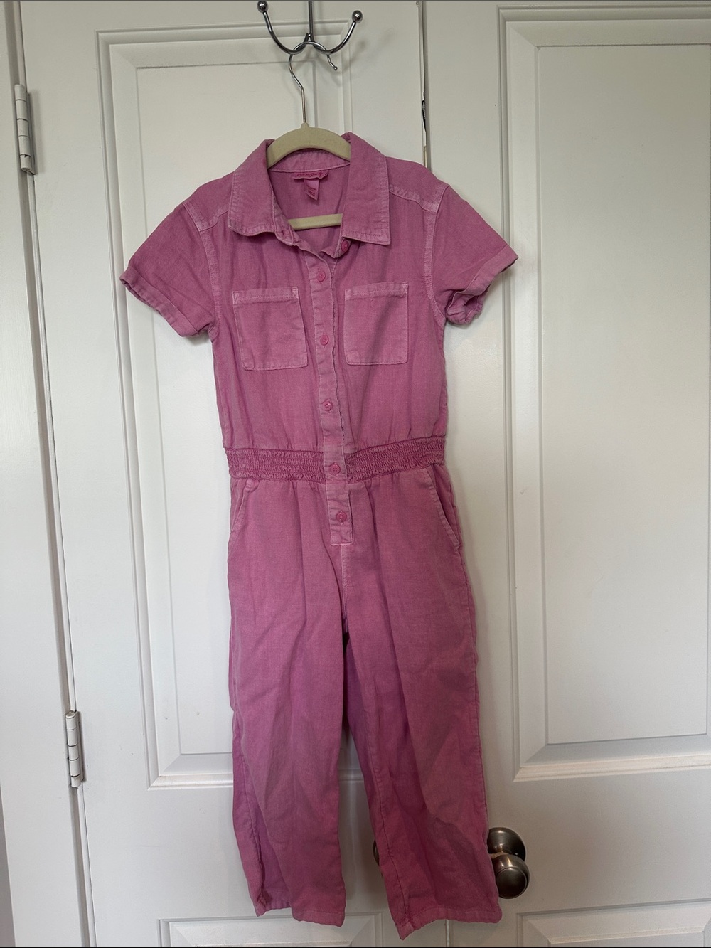 Cat & Jack Pink Short-Sleeve Button Front Jumpsuit size 4/5